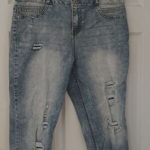 No Boundaries Blue Jeggings Distressed Style